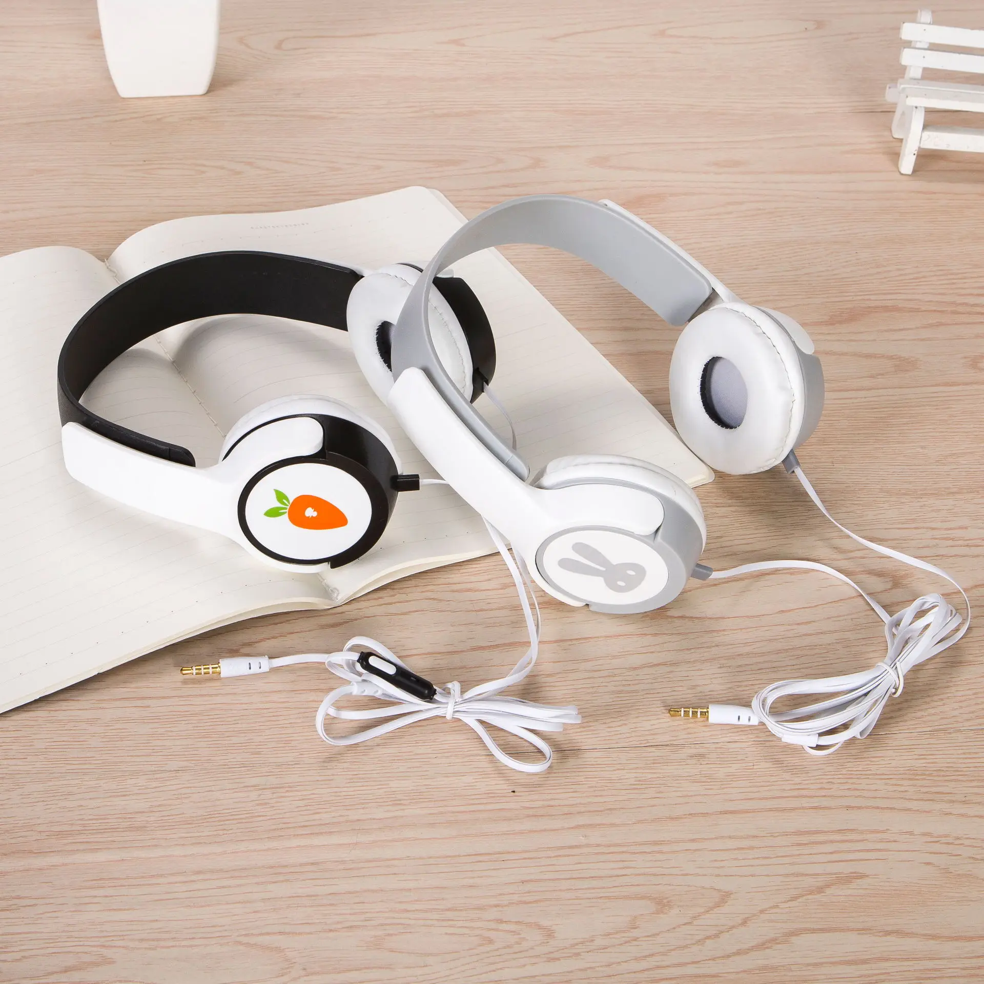 Cartoon Headphone for Kids Children Rabbit Stereo Wired Headsets Stereo Gaming Earphone for PC Phone with Mic Girls Boys Gift