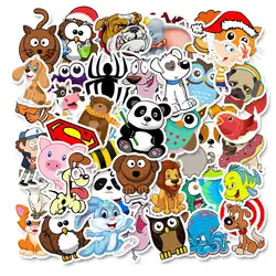 Autocollants d'animaux de dessin animé colorés, étiquette Scrapbook, Kawaii, papeterie pour étui de téléphone et portable, jouets pour enfants, 50 pièces 