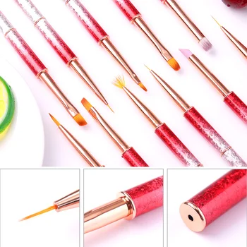 

12 Sizes UV Gel Brush Liner Painting Pen Acrylic Drawing Brush for Nails Gradient Red Handle Nail Art Tool Salon Decoration