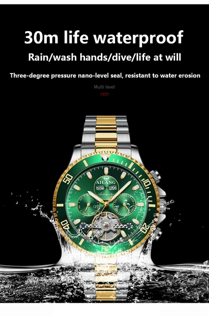 2021 Ailang Brand automatic winding mechanical Tourbillon men mechanical wristwatches waterproof fashion Luminous watch for men 4