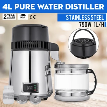 

Water Distillers Countertop Stainless Steel 4L 750W Digital Control Distilling Water Machine for Home with Handle，Sliver