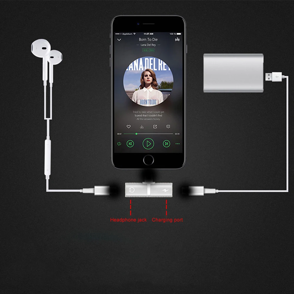 Разъем для наушников, разъем AUX, конвертер для Apple, для iOS, аудио, двойной, 2 в 1, зарядный адаптер для iPhone XR XS Max