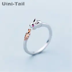Uini-Tail 2019 новый список 925 стерлингового серебра простой милый кролик с морковкой кольцо модное креативное маленькое свежее милое Открытое