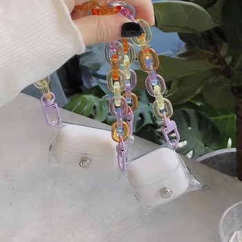 

Cute Cartoon Candy Colors chain Transparent Wireless Bluetooth Headset soft cover For Airpods PRO 2 Earphone Fundas case