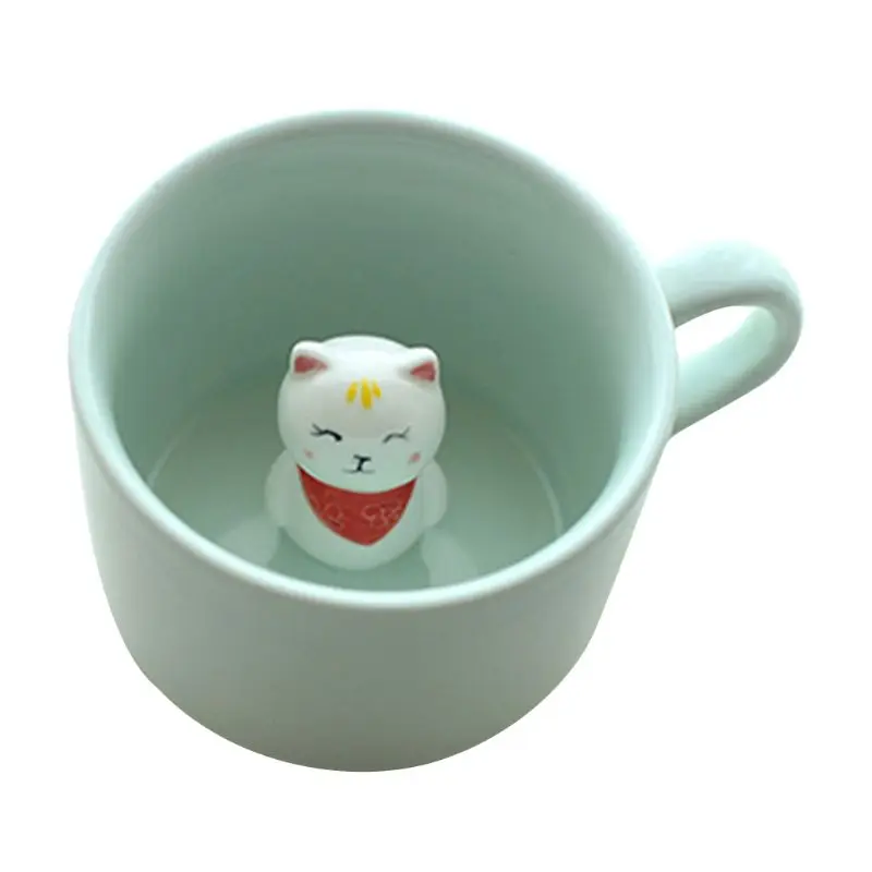 Милая 3D чашка для кофе с животными на дне молочная керамическая чайная идеальный