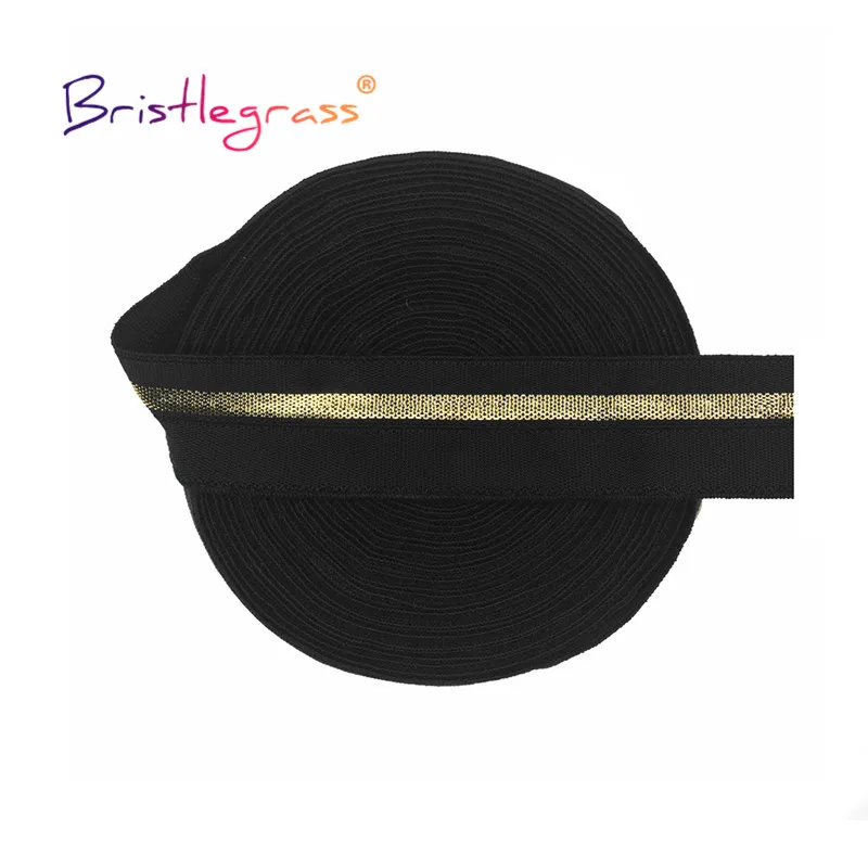 

BRISTLEGRASS 50 100 Yard 3/4" 20mm Gold Line Non-Shiny Matte Fold Over Elastics FOE Spandex Bands Webbing Tape Dress Sewing Trim