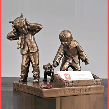 

New Chinese Character Art Sculpture Figure Statue Card Case Pencil Vase Resin Art&Craft Home Decorations R5093