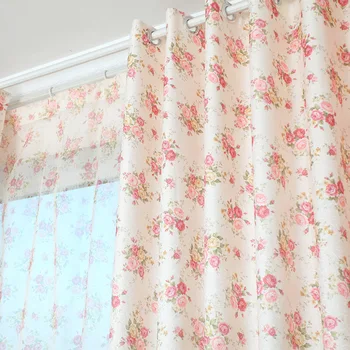 

Korean Style Blackout Printed Curtains for Bedroom Living Room Idyllic Small Floral Tablecloths French Window Curtains