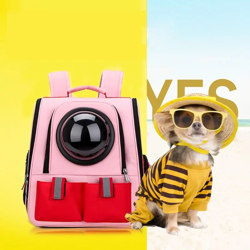 

Patchwork Pet Carrier Backpack Lots of Breaathable Holes for Dogs and Cats F42A