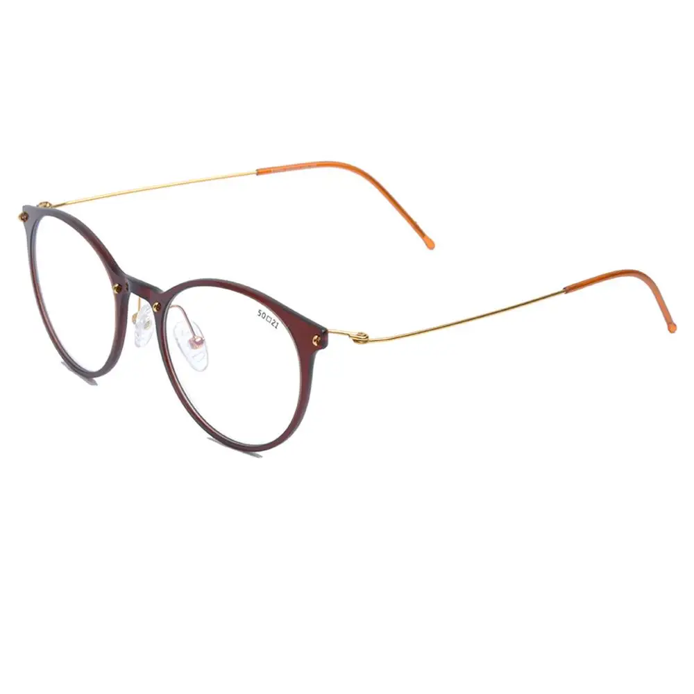 Титановая оправа для очков, женские круглые ультралегкие нейлоновые очки, очки по рецепту для близорукости, оптическая оправа для мужчин, очки DD1522 - Цвет оправы: Brown