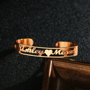 

Rose Gold Silver Bangle Name Bracelet For Women Custom Name Bracelet Personalized Jewelry Fashion Nameplate Bracelets Woman Gift