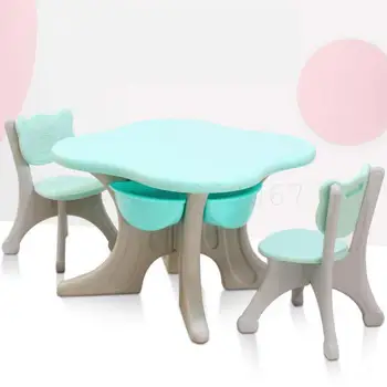 

Children's Desks And Chairs Set Kindergarten Learning Desks And Chairs Baby Games Writing Desks Plastic Household