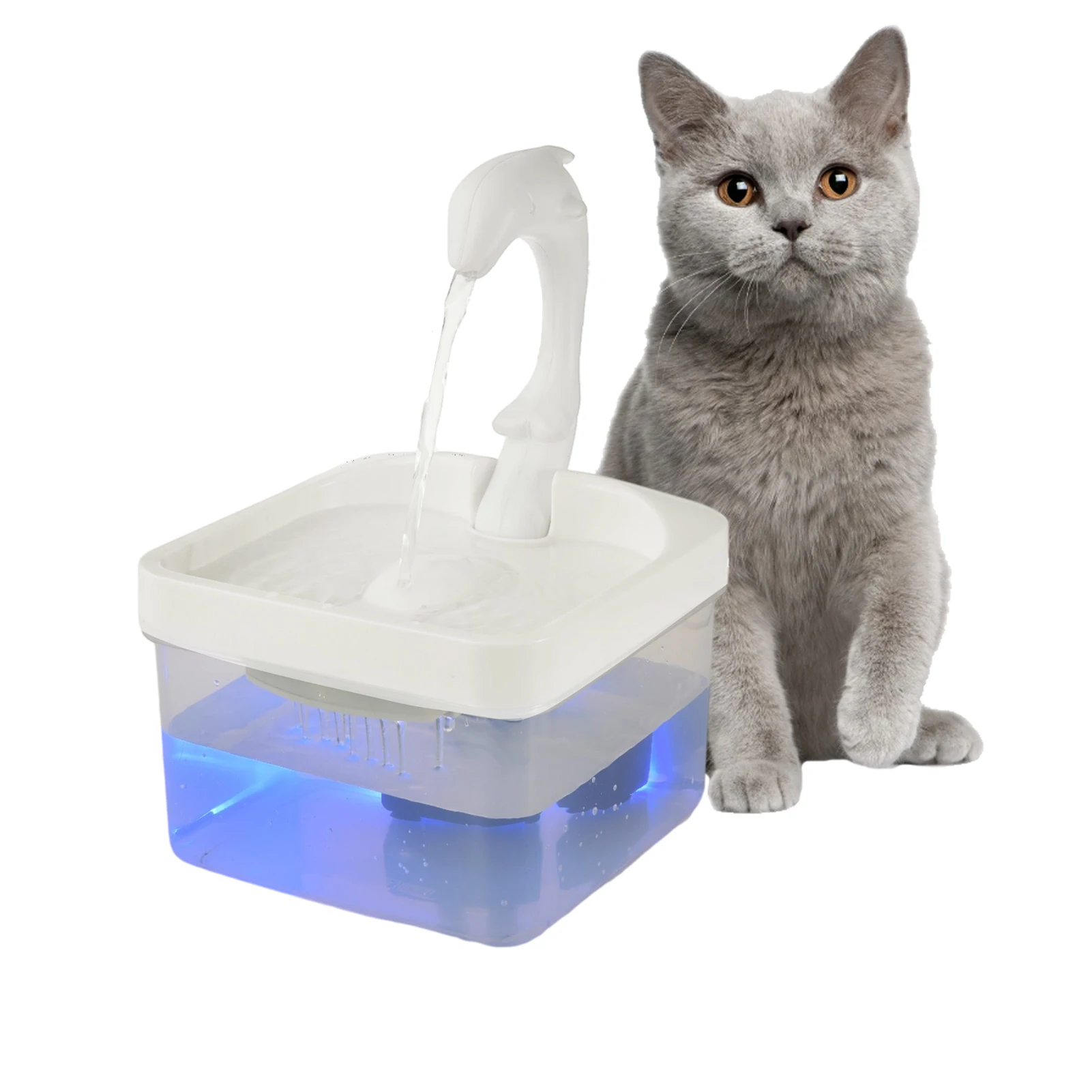 Automatic Circulating Water Dispenser For Pets Cat Swan Style Water Dispenser LED Pet Automatic Drinking Fountain