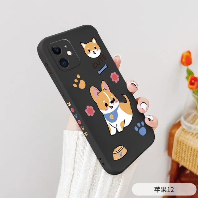 Pet Dog Lens Protection Case For iPhone 13 12 11 Pro Max Soft  Silicone Phone Cover For X XR XS MAX SE2020 8 7 6 6S Plus Case Black