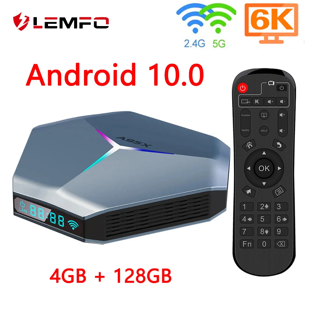 Приставка LEMFO A95X S905X4 для Smart TV Android 10 поддержка 8K 3D Youtube Google Play 4 ГБ 64 128 ТВ-приставка
