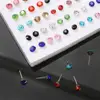 Ensemble de boucles d'oreilles en cristal acrylique pour femmes, petits clous, cœur, étoile, Animal, couronne, lune, bijoux géométriques en plastique, 100 paires ► Photo 3/6