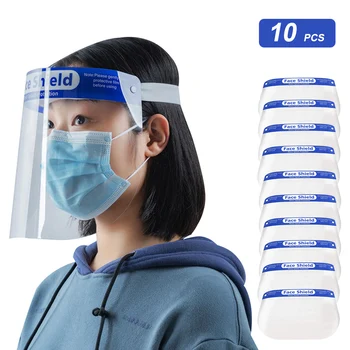 

10PCS Replaceable Transparent Face Shield Splash-proof Ultra-light Full Face Face Mask Anti-Fog Anti-Droplets Hat Face Shield