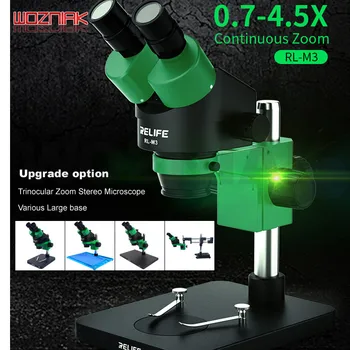 

WOZNIAK RL-M3T 7X-45X Simul-Focal Trinocular Zoom Stereo Microscope For PCB Soldering Repair Simul-focal Stereo Microscope