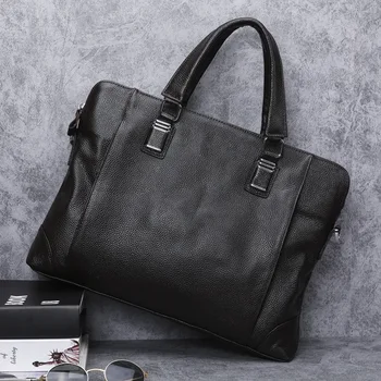 

The First Layer of Leather Men's Handbags Cross Business Casual Leather Men's Shoulder Slung Briefcase