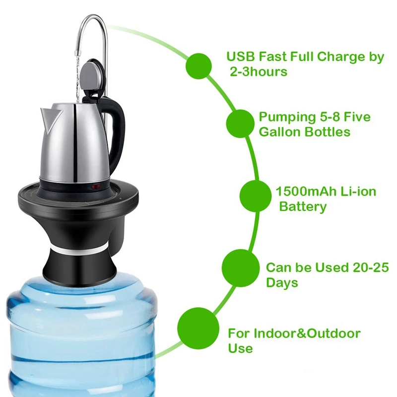Водяной насос диспенсер для бутылки автоматический Электрический питьевой воды кувшин насос для 1-5 галлонов бутылки Usb перезаряжаемый литий-ионный ультра-Hygie