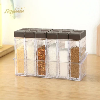 

NICROLANDEE Transparent Spice Shaker Seasoning Box-Plastic Storage Jars Containers with Tray for Spice Sugar Cruet Pepper Herbs