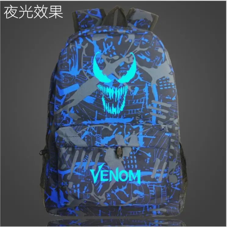 Высококачественный модный светящийся школьный рюкзак Venom, Вместительная дорожная сумка, рюкзак для мужчин и женщин, сумка для ноутбука, школьные сумки