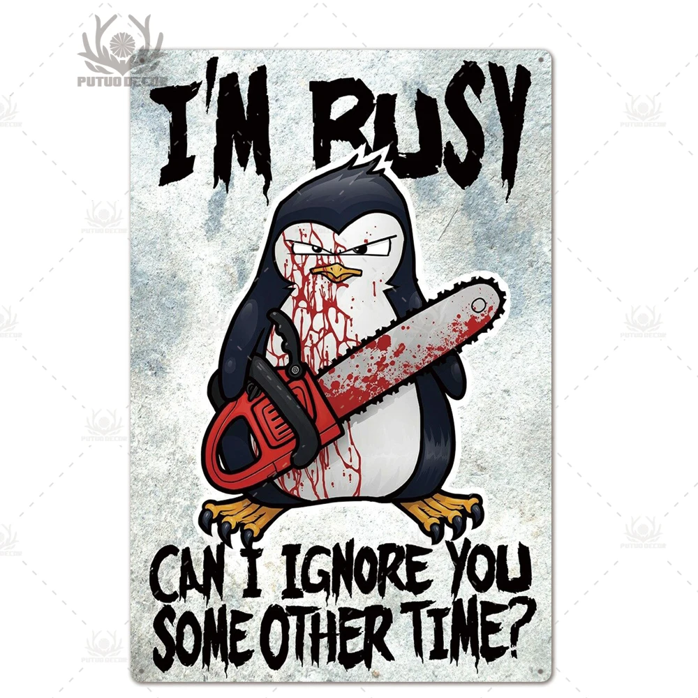 Crazy Penguin металлический плакат Забавный металлический оловянный знак железная Живопись Домашний Декор декоративная металлическая тарелка Настенный декор - Цвет: TH3021