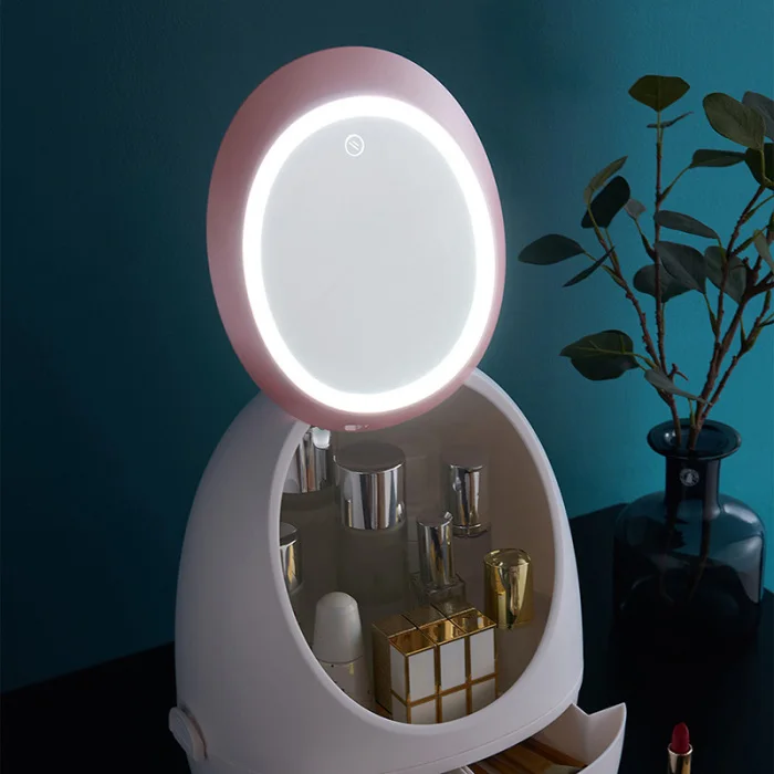 High Quality Cosmetic Storage Box Skin Care Products Organzier for Makeup with Mirror LED Lights EK-New