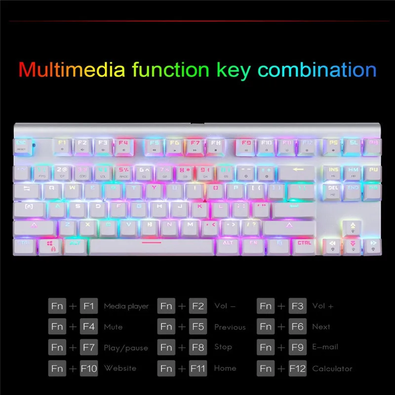 Motospeed CK101 Wired Mechanical Keyboard Metal 87Keys RGB Blue Red Switch Game LED Backlit Tablet Desktop Russian Computer Gamr