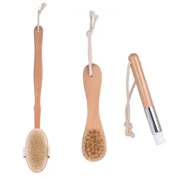 

3pcs Multifunctional Bath Brush Wooden Bath Shower Brush Shower Back Scrubber for Improving circulation