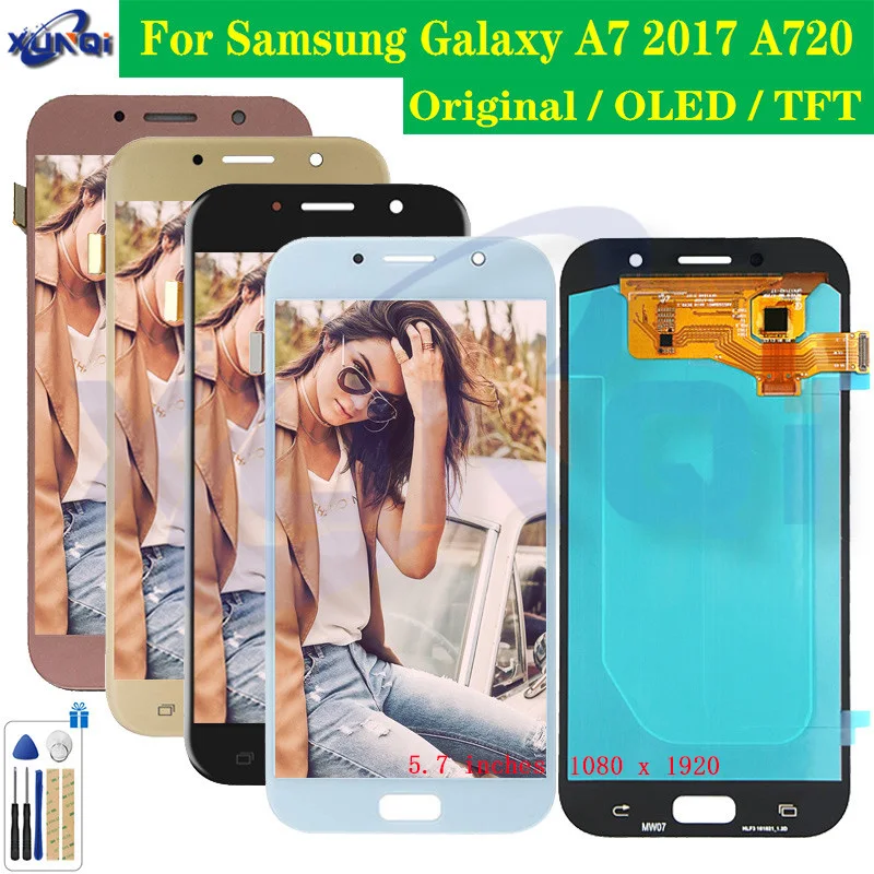 

Original Tested LCD For Samsung Galaxy A7 2017 A720F A720 Super AMOLED LCD Display Touch Screen Assembly 100% Tested