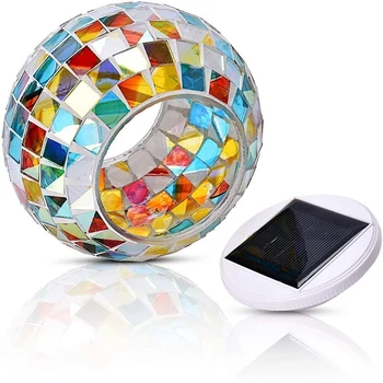 

Solar Powered Color Changing Mosaic Ball Garden Lights Rechargeable Table Lights Outdoor Waterproof Decorations Lamps