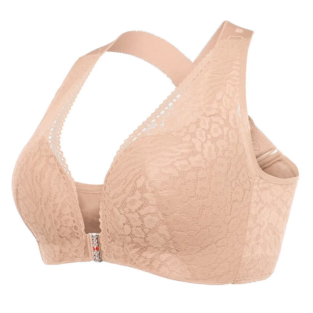 

Front Closure Women's Lift Bra Extra-Elastic Large Criss Cross Shaping Posture Comfort Breathable Seamless Push up sujetador