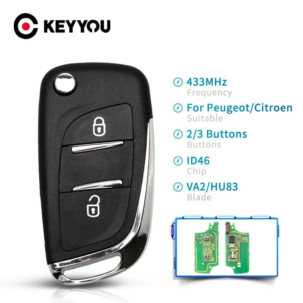 KEYYOU автомобильный FSK 433 МГц ID46 Fob модифицированный дистанционный ключ для Peugeot 407 307