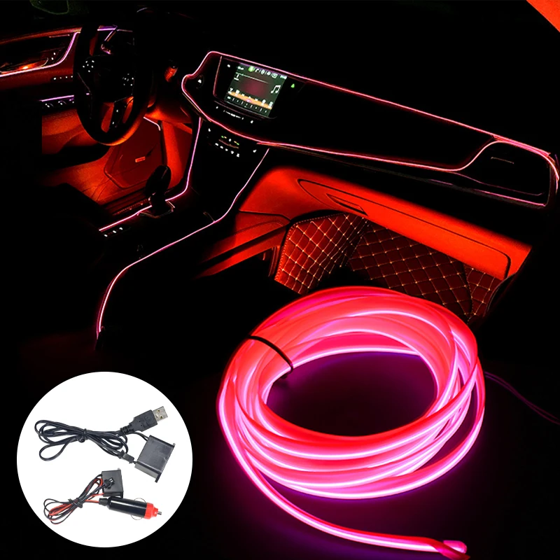Car-Interior-Lighting Rope-Tube Garland-Wire Decoration Led-Strip Ambient Auto Led 8-Colors