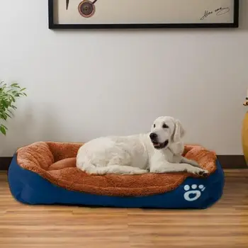 

Winter Footprints Kennel Soft and Comfortable Cotton Velvet Pet Cages Waterproof and Bite-resistant Square Pet Beds
