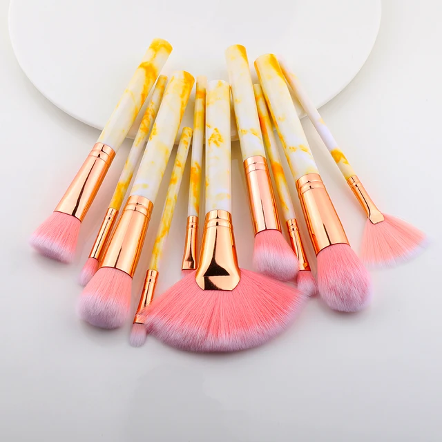 FLD 5/15Pcs Makeup Brushes Tool Set Cosmetic Powder Eye Shadow Foundation Blush Blending Beauty Make Up Brush Maquiagem sector  10pcs yellow