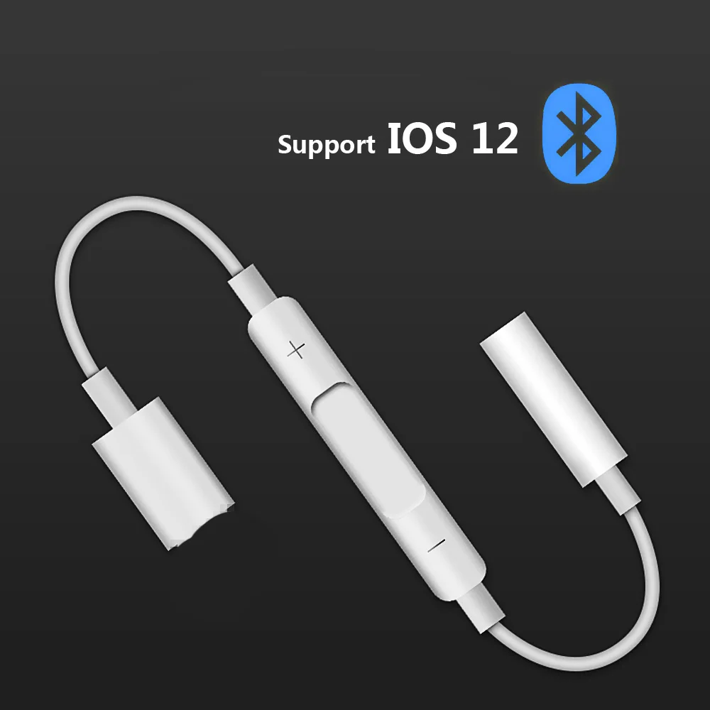 Bluetooth адаптер для iPhone 11 Pro Max 7 8 X для Lightning до 3,5 мм Aux разъем для наушников аудио кабель конвертер наушников сплиттер - Цвет: Белый