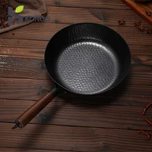 Konco без покрытия китайский чугун вок антипригарная сковорода бездымного сковорода для жарки кастрюли для готовки кухонная посуда шеф-повара сковорода для готовки инструментов