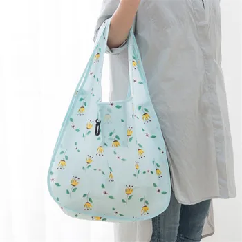 

2020 New Fashion Waterproof Polyester Folding Reusable Eco Shopping Bag Travel Pouch Tote Handbag Shoulder Bags Storage Casual