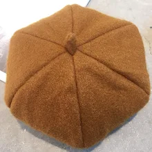 Детский берет; сезон весна-осень; однотонная теплая шапка в стиле ретро; универсальная Повседневная восьмиугольная кепка в Корейском стиле