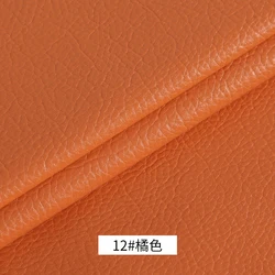 Litchi Textured PU Leatherette Fabric for Creative DIY Projects (12 Orange)