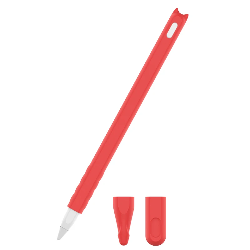 1 шт. нескользящий Мягкий силиконовый чехол для Apple Pencil 2, совместимый с iPad Tablet ручка-стилус, защитный чехол - Цвета: Red