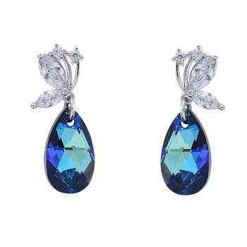 

Warme Farben butterfly Water Drop Earring 925 silver Crystal Women Earring Wedding Jewelry for Ladies Wholesale