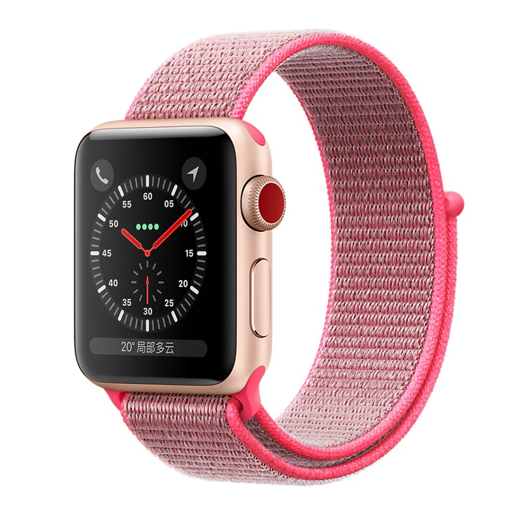 Hot Pink Нейлоновый ремешок для Apple Watch series 5 44 мм iwatch 42 мм ремешок 38 мм 40 мм iwatch sreies 4 3 2 pulseira браслет ремешок для часов - Цвет ремешка: Hot Pink