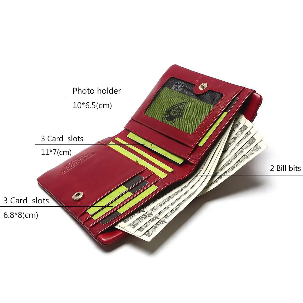

Women's Short Wallet First Layer Oil Wax Cowhide Fashion Korean-style Multi-functional Carrying Purse