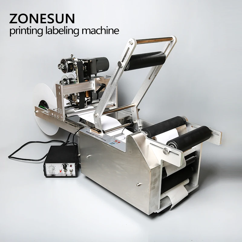 ZONESUN полуавтоматический аппликатор этикеток Этикетировочная машина с кодом даты принтер бутылка этикетировщик LT-50D стикер машина