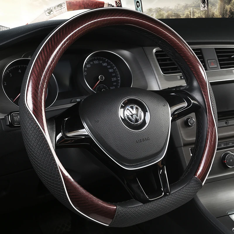 Steering wheel cover Carbon Fibre+Leather Car Steering Wheel Cover For VW GOLF 7 2015 POLO JATTA Passat Tiguan For Nissan Qashqai J11 X-trail T32