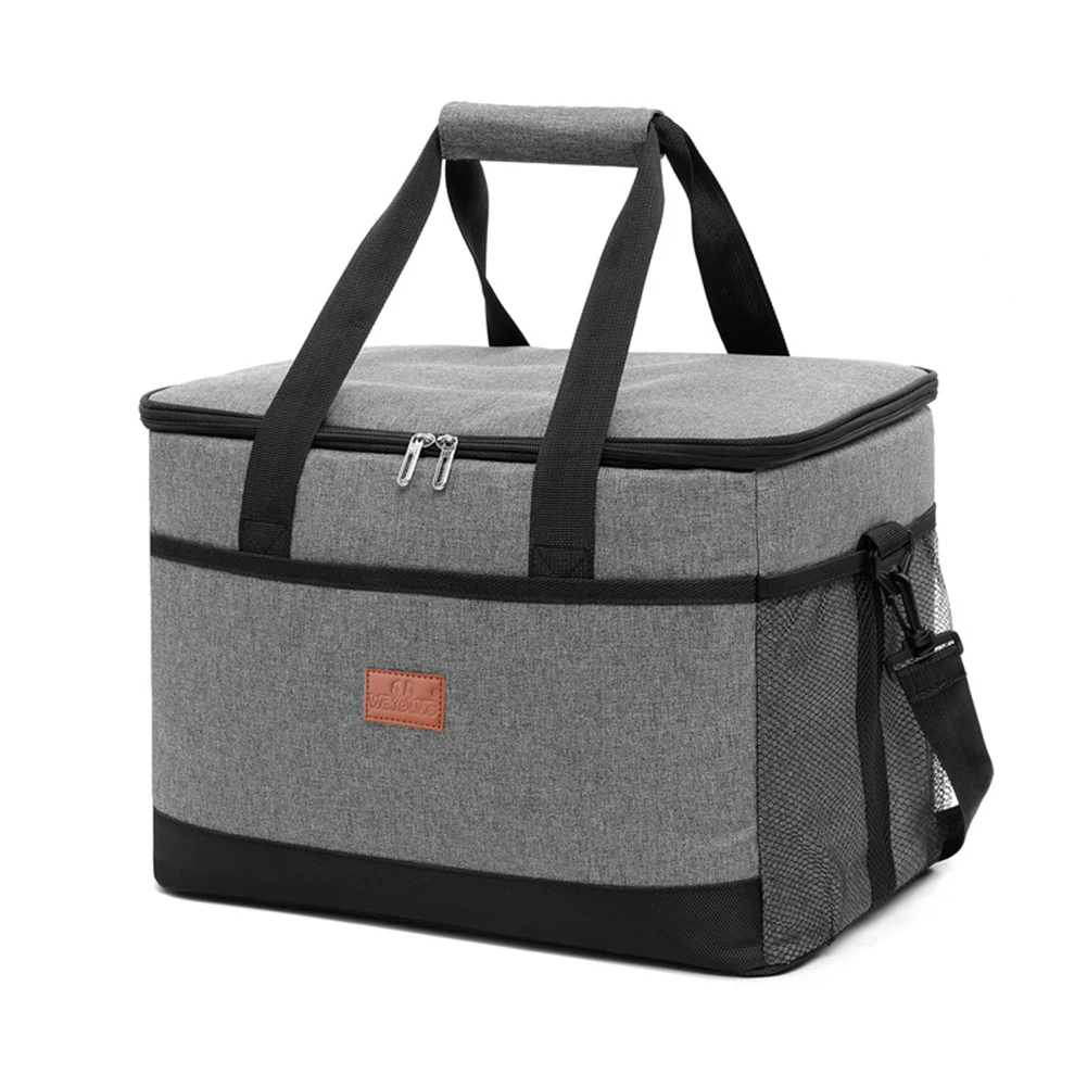 Серый Для женщин и мужчин сумка для обеда Портативный Кемпинг ткань Оксфорд путешествия Пикник застежка-молния пищевой контейнер теплоизолированная большая емкость - Цвет: Серый