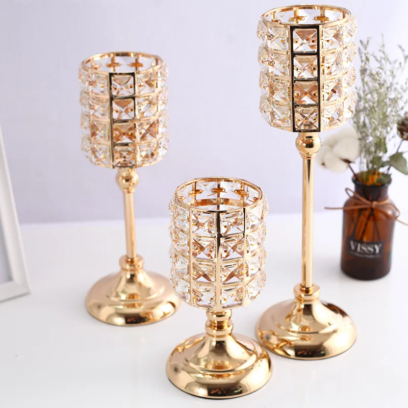 Kandelaars3 Stks Zilveren Vergulde Kandelaar Kristal Kandelaar Middelpunt broiloft Decoratie Romantische центр Tafel Kandelaars